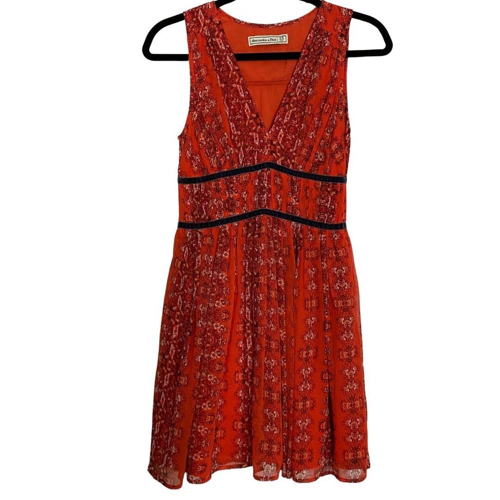 Abercrombie & Fitch Red Floral Sleeveless Dress XS